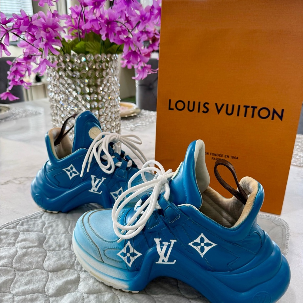 Louis Vuitton LV Archlight Blue Monogram Sneakers - Size 37